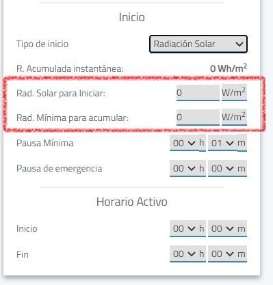 inicio riego por radiacion solar